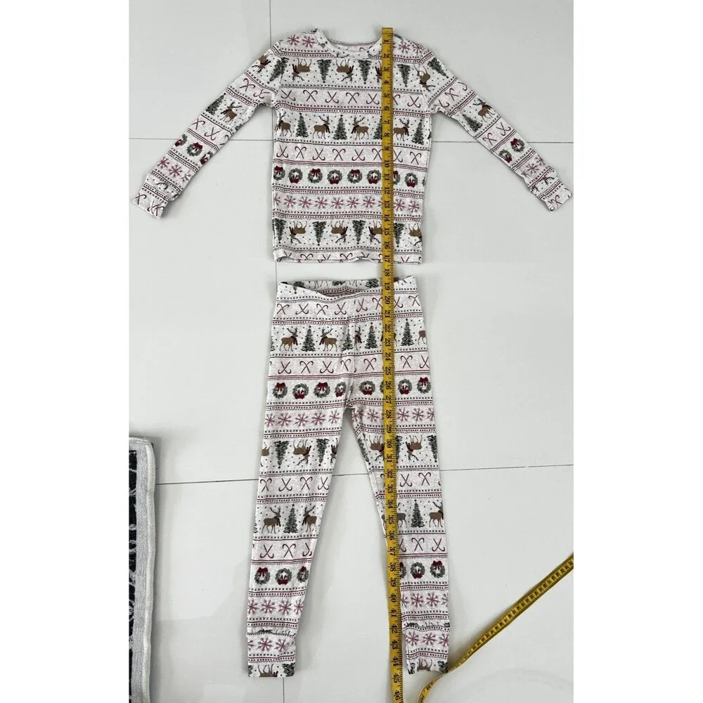 Gap Kids Christmas Pajamas Cotton Reindeer Candy Cane Vintage Print Boys Girls 6